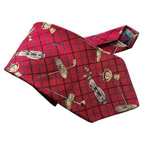 Vintage Tommy Hilfiger Golf Novelty Tie Red Plaid Silk Country Club Preppy 4" w